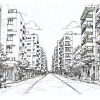 Modern consumer search journey through city and café scenes