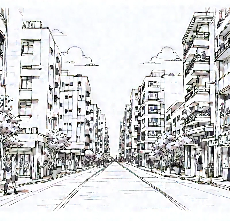 Modern consumer search journey through city and café scenes
