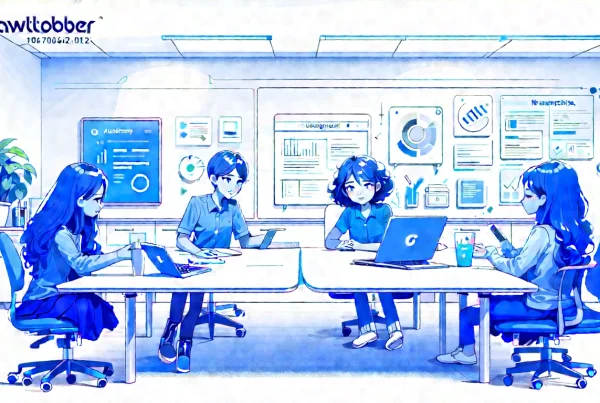 Marketing team planning digital PR in a modern office