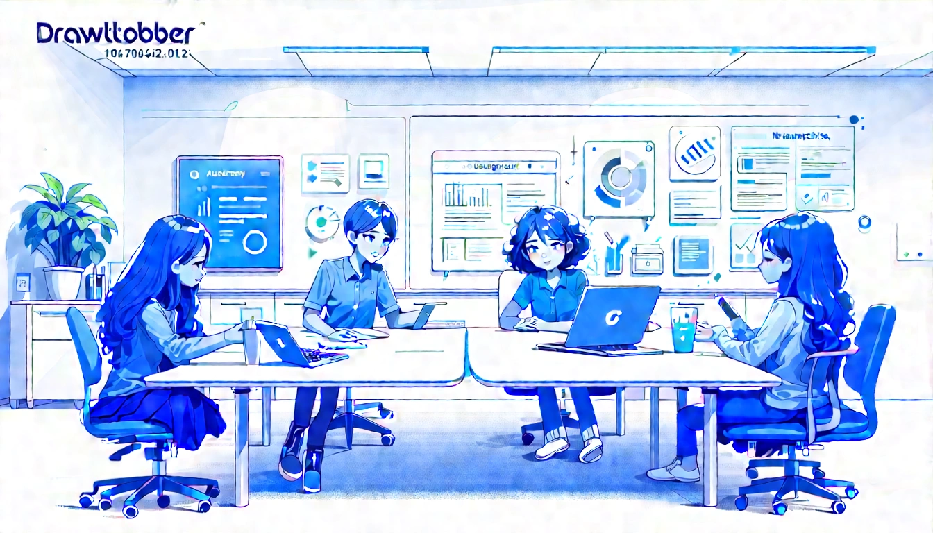 Marketing team planning digital PR in a modern office