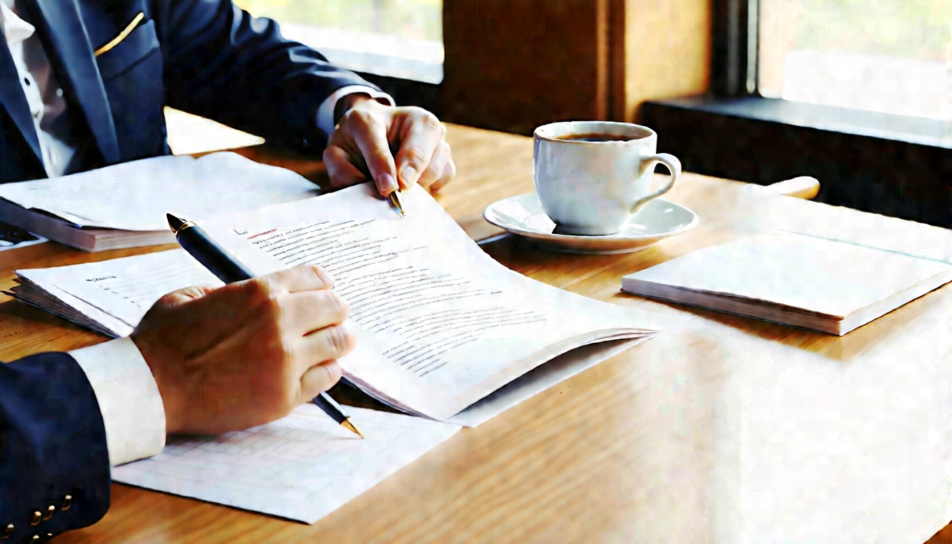 Writer and strategist review a printed page with highlighted opening paragraph