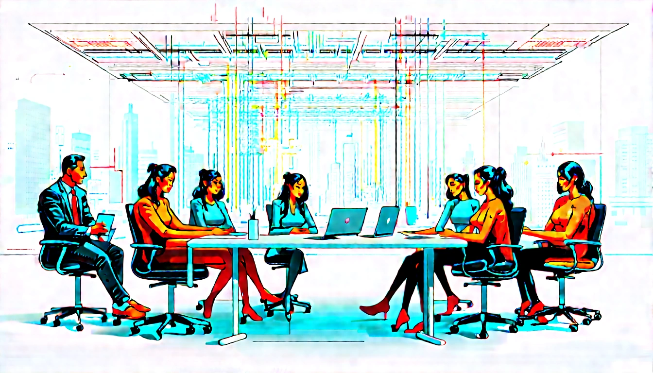 Conceptual commercial hero image for 2026 AI search evolution a diverse team of business professionals in a sleek