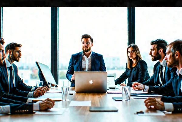 Business team gathered in a bright modern meeting