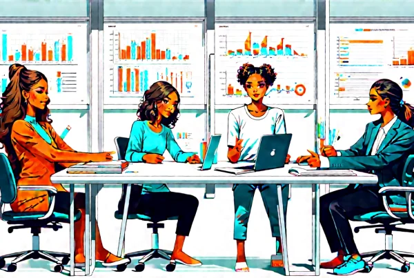 Diverse marketing team collaborating around strategy table in bright office