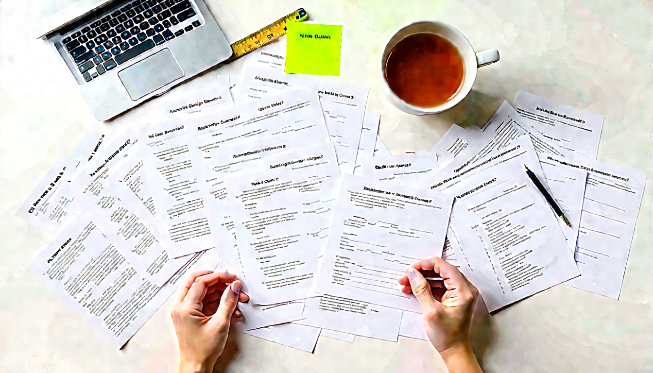 Organized AI search planning workspace with keyword clusters, notes, and tea